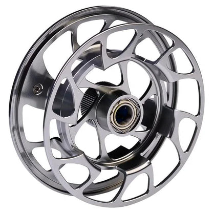 Mandotos Precision Fly Caster Reel with metal spool and handle, designed for smooth casting and durability in fishing gear.