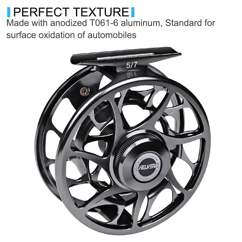 Mandotos Precision Fly Caster Reel with ergonomic handle and spool for smooth casting, suitable for freshwater fly fishing.