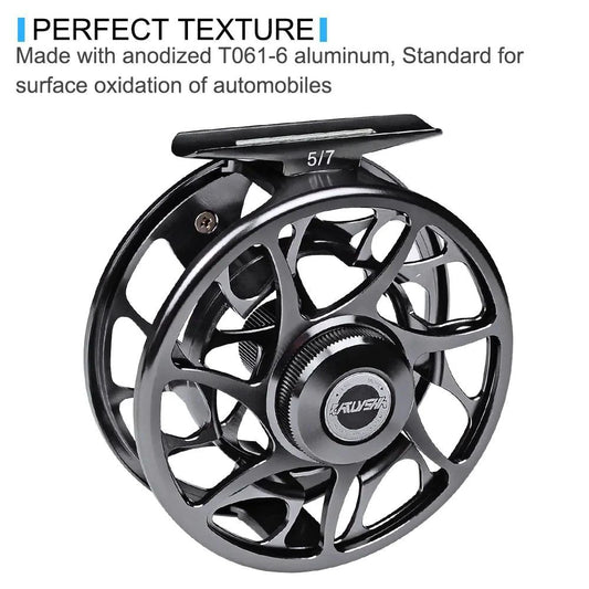 Mandotos Precision Fly Caster Reel with ergonomic handle and spool for smooth casting, suitable for freshwater fly fishing.