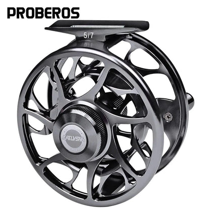 Mandotos Precision Fly Caster Reel with metal construction and ergonomic handle for smooth casting and reeling.