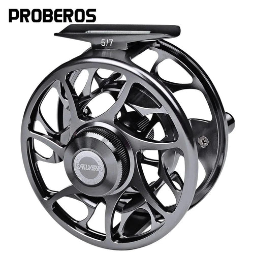 Mandotos Precision Fly Caster Reel with metal construction and ergonomic handle for smooth casting and reeling.