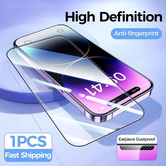 Mandotos privacy tempered glass screen protector for iPhone with anti-peep feature, showing the protector installed on the device.