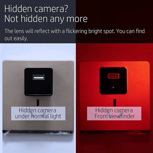 MANDOTOS PrivacyGuard camera detector with compact design and LED indicators for detecting hidden surveillance cameras.