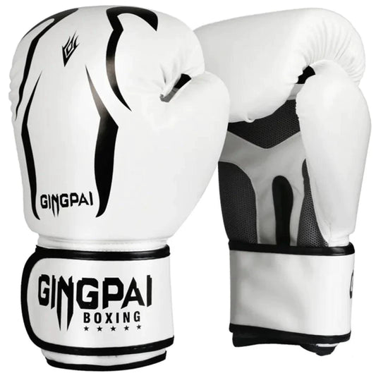 Mandotos Pro Punch adult boxing gloves in black with red accents, featuring padded wrists and secure Velcro straps for training.