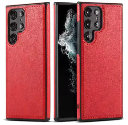Mandotos PU leather phone case in black with card slots, designed to protect and stylishly hold smartphones.