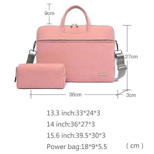 Mandotos PU leather women’s laptop bag with shoulder strap, fits MacBook Air 13.3 to 15.6 inches, includes carrying case and mouse bag