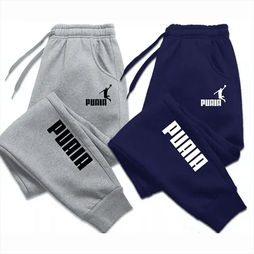 Mandotos PUAIA print men's sport jogging trousers in solid color, loose fit for autumn and winter, casual streetwear pants.