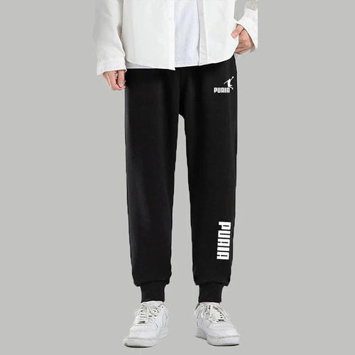 Mandotos PUAIA print men's jogger pants in solid color, featuring a loose fit, suitable for autumn and winter sports and streetwear.