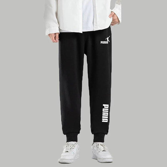 Mandotos PUAIA print men's jogger pants in solid color, featuring a loose fit, suitable for autumn and winter sports and streetwear.