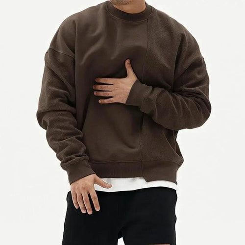 Loose men's round neck pullover sweater by MANDOTOS, featuring a casual fit and soft knit fabric for comfortable everyday wear.