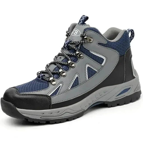 Mandotos puncture-proof work shoes with reinforced toe and slip-resistant sole for safety and durability in industrial settings.