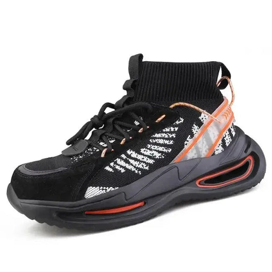 Mandotos puncture-proof work shoes with durable safety toe and slip-resistant sole for industrial safety and protection.