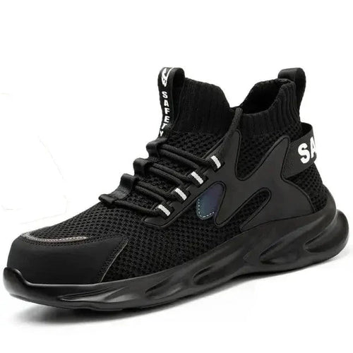 Mandotos puncture-proof work shoes with durable safety soles and reinforced toe caps, designed for industrial safety.