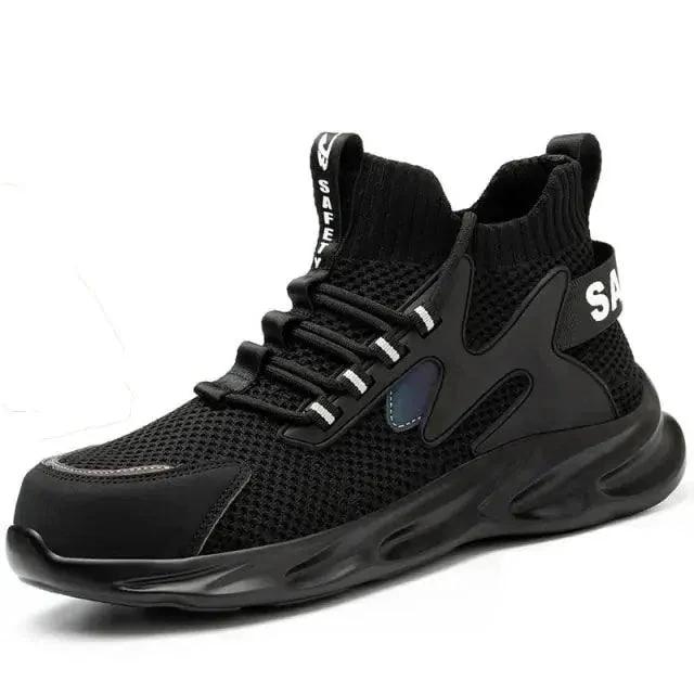 Mandotos puncture-proof work shoes with reinforced steel toe and slip-resistant sole for safety and durability.