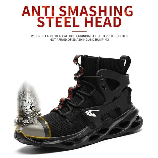 Mandotos puncture-proof work shoes featuring durable safety soles and protective toe caps for industrial safety.