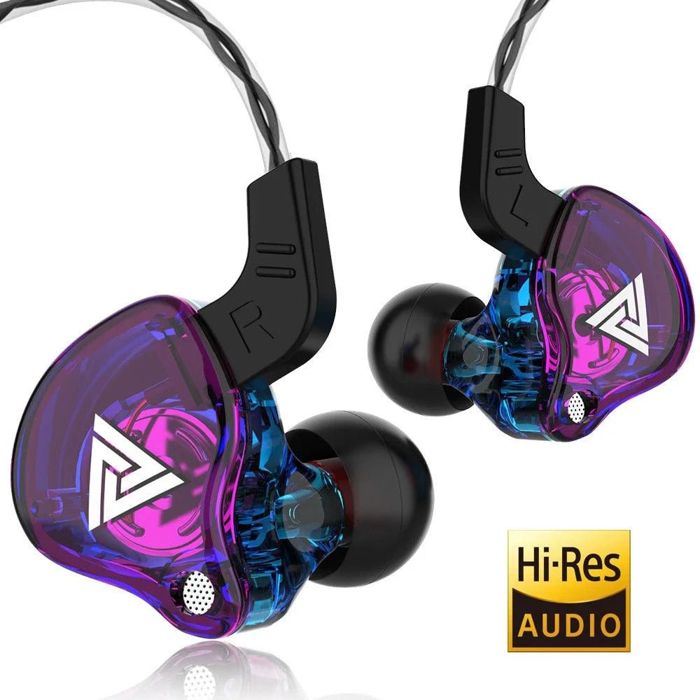 Mandotos QKZ AK6 HiFi wired earphones with copper driver and built-in microphone, shown with black earbuds and inline controls.