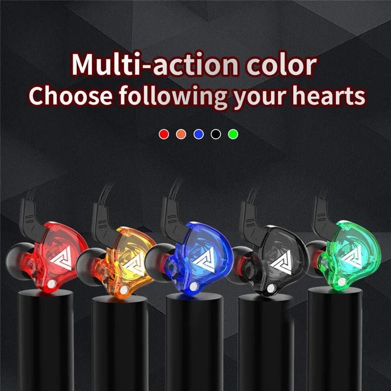 Mandotos QKZ AK6 HiFi wired earphones with copper driver and built-in microphone, in-ear design for high-quality audio.