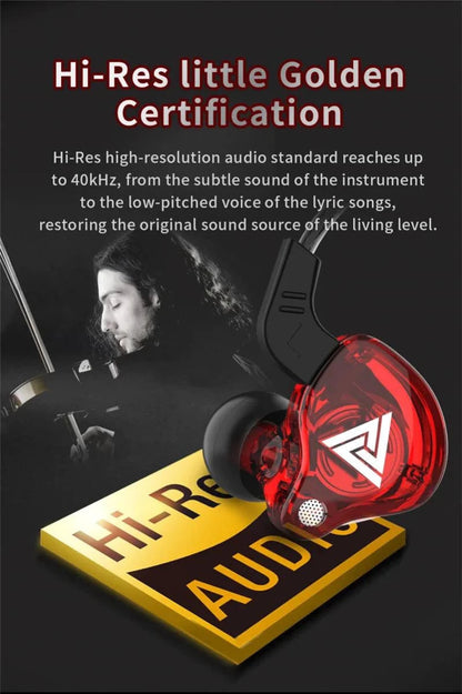 Mandotos QKZ AK6 HiFi wired earphones with copper driver and built-in microphone, in-ear design for high-quality sound.