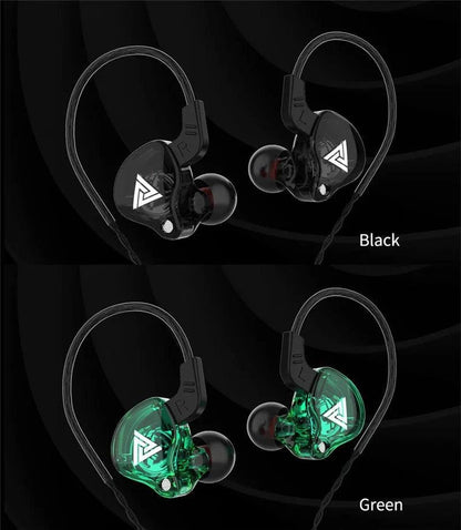 Mandotos QKZ AK6 HiFi wired earphones with copper driver and built-in microphone, in-ear design with black and silver finish.
