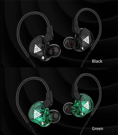 Mandotos QKZ AK6 HiFi wired earphones with copper driver and built-in microphone, in-ear design with black and silver finish.