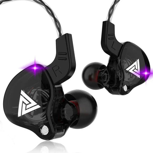 Mandotos QKZ AK6 HiFi wired earphones with copper driver and built-in microphone, in black with earbud tips and inline controls.
