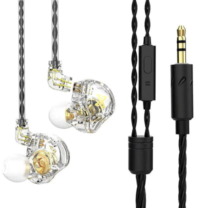 Mandotos QKZ AK6 HiFi wired earphones with copper driver and built-in microphone for clear audio and hands-free calls.