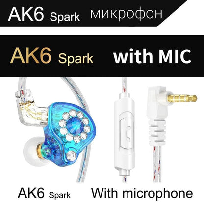 Mandotos QKZ AK6 HiFi wired earphones with copper driver and built-in microphone for high-quality sound and hands-free calls.