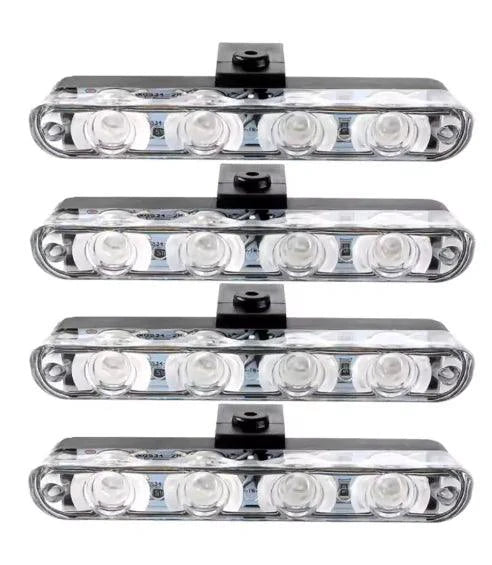 Mandotos Quad-Mode 16LED Auto Light showing bright LED lights and versatile mounting options for vehicle safety.