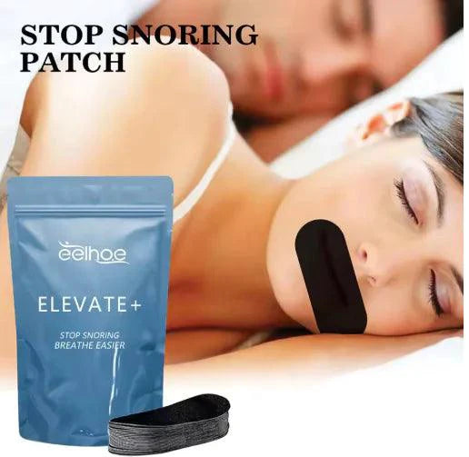 Mandotos Quiet Night Snore Patch shown on a pillow, designed to reduce snoring and improve sleep quality.