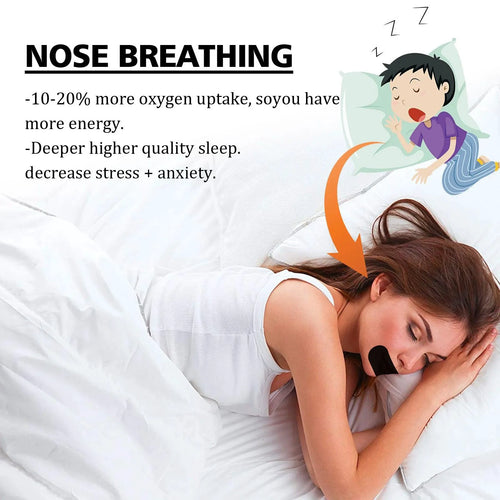 Mandotos Quiet Night Snore Patch applied on nose for reducing snoring, designed to improve sleep quality and comfort.