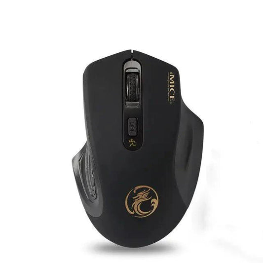 Mandotos QuietFlex wireless mouse with ergonomic design and smooth scroll wheel on a desk surface.