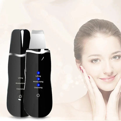 Mandotos RadiantGlow Ultrasonic Skin Scrubber for deep cleansing and skin revitalization, with a sleek handheld design.