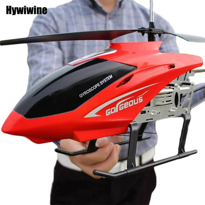 Mandotos RC helicopter, 80cm remote control aircraft with 3.5CH, designed for kids, featuring colorful details and propellers.