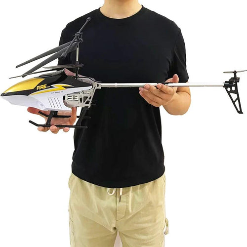 Mandotos RC helicopter, 80cm remote control aircraft with 3.5 channels, flying toy for kids, black and red design with propellers