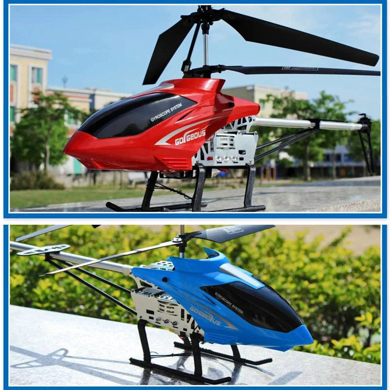 Mandotos RC helicopter, 80cm remote control aircraft with 3.5 channels, designed for kids, featuring colorful rotor blades and sleek body.