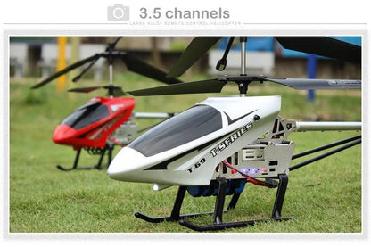Mandotos 80cm RC helicopter, 3.5CH remote control aircraft, for kids, showcasing a colorful toy helicopter in flight.