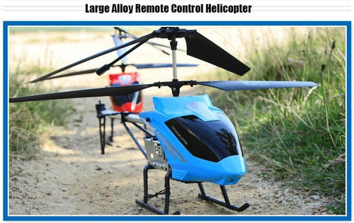 Mandotos RC helicopter, 80cm remote control aircraft with 3.5CH for kids, black and red color, flying in the sky.