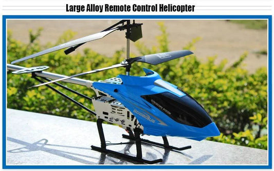 Mandotos RC helicopter, 80cm remote control aircraft with 3.5-channel for kids, flying toy with colorful design and propellers.