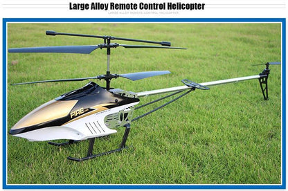 Mandotos RC helicopter, 80cm remote control aircraft with 3.5CH for kids, featuring colorful design and propellers in flight.