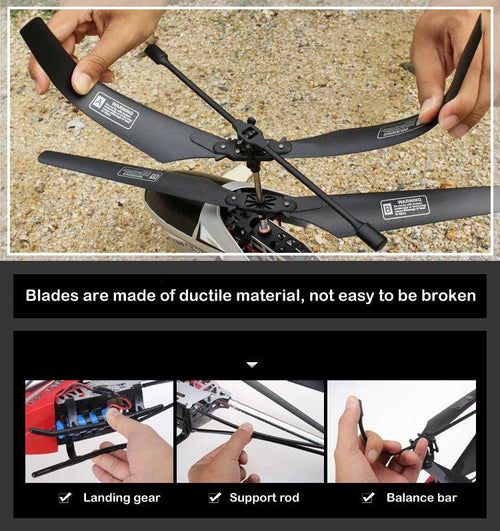 Mandotos RC helicopter, 80cm remote control aircraft with 3.5CH for kids, featuring colorful design and spinning rotors.