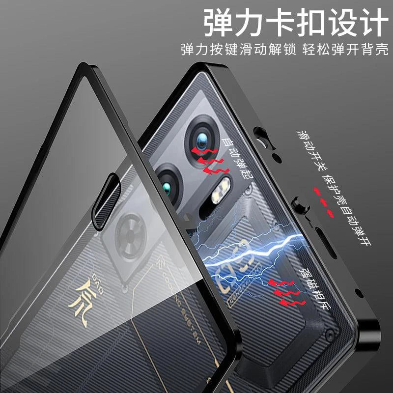 Mandotos RedMagic 9S Pro transparent acrylic case with sleek metal frame for ultimate protection and stylish look.