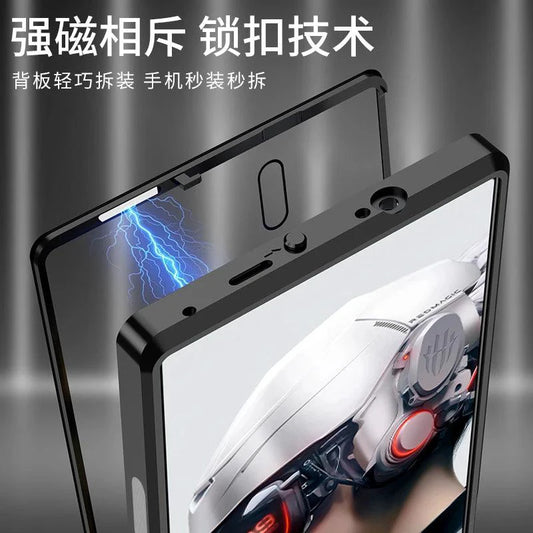 Mandotos RedMagic 9S Pro transparent acrylic case with sleek metal frame offering enhanced protection and stylish design.