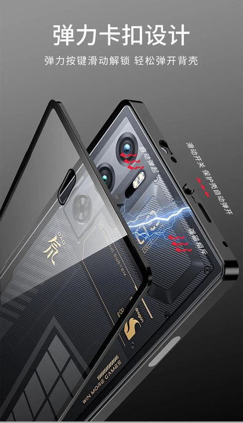 Mandotos RedMagic 9S Pro transparent acrylic case with sleek metal frame for ultimate protection and stylish look.
