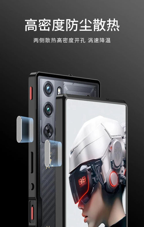 Mandotos RedMagic 9S Pro transparent acrylic case with sleek metal frame providing ultimate protection.
