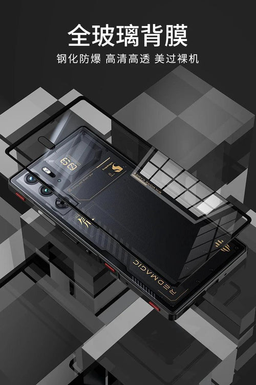 Mandotos RedMagic 9S Pro transparent acrylic case with sleek metal frame, offering durable protection for gaming smartphone