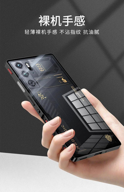 Mandotos RedMagic 9S Pro transparent acrylic case with sleek metal frame for ultimate protection and stylish look.