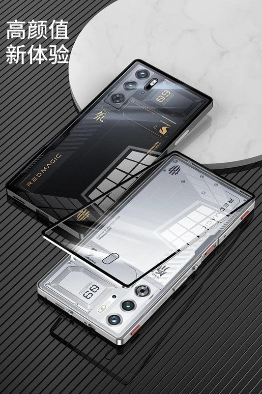 Mandotos RedMagic 9S Pro transparent acrylic case with sleek metal frame for enhanced protection and stylish look