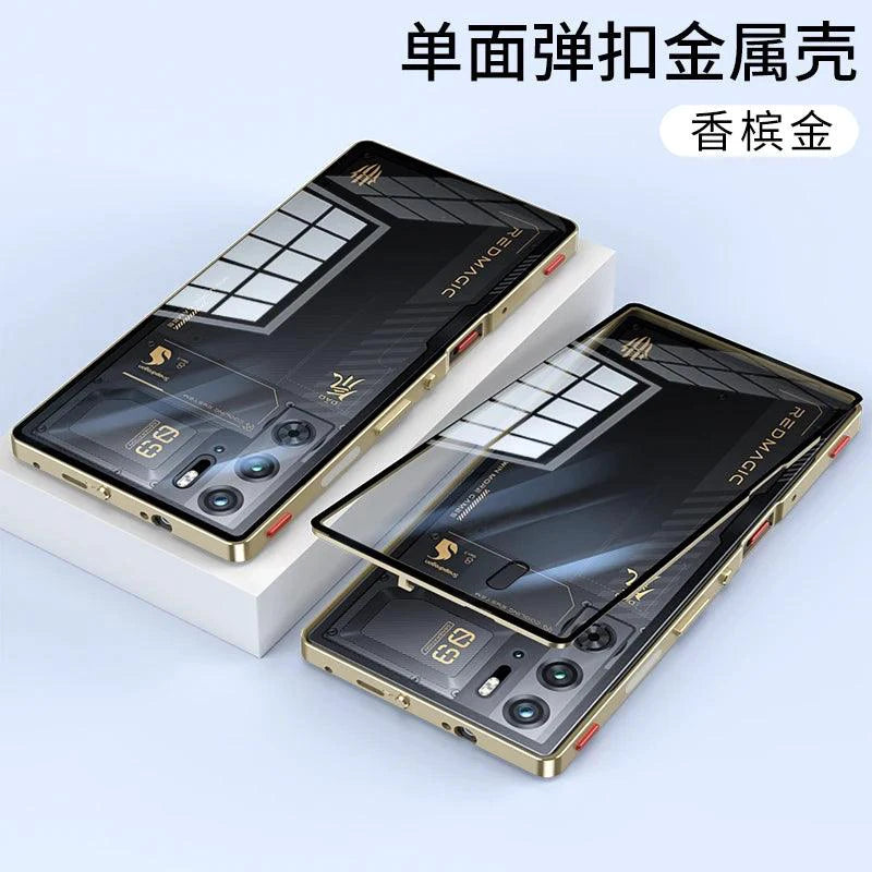 Mandotos RedMagic 9S Pro transparent acrylic case with sleek metal frame for ultimate protection and stylish look.