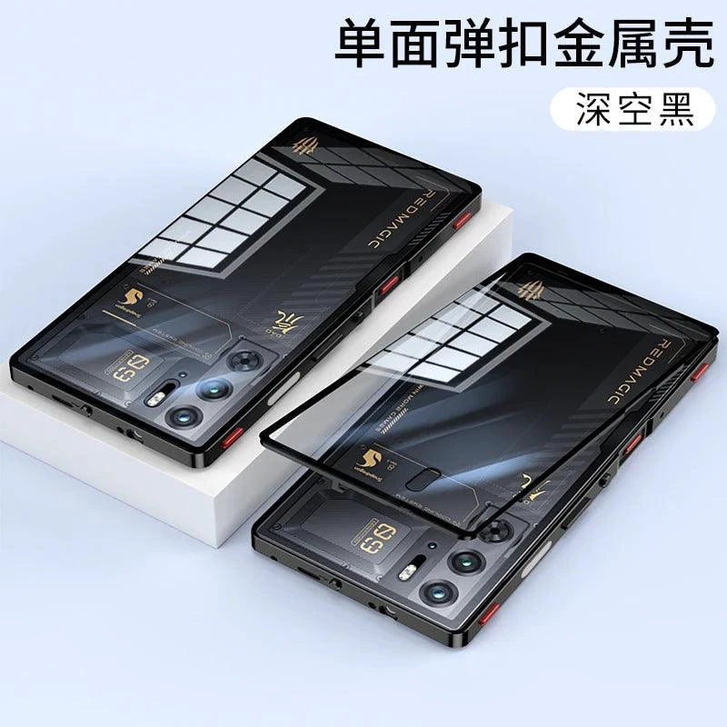 Mandotos RedMagic 9S Pro transparent acrylic case with sleek metal frame for ultimate protection and a modern look.
