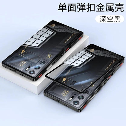 Mandotos RedMagic 9S Pro transparent acrylic case with sleek metal frame for ultimate protection and a modern look.